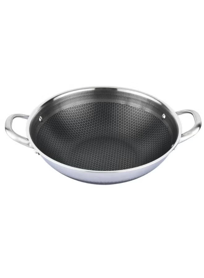 Non stick wok pan with stainless steel 2 handle 38cm