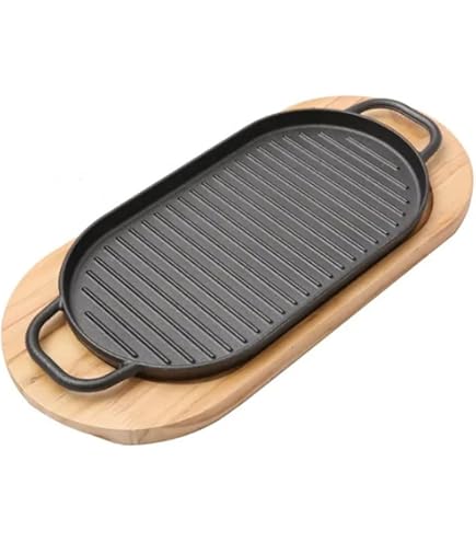 Cast Iron Fajita Skillet with Wooden Base