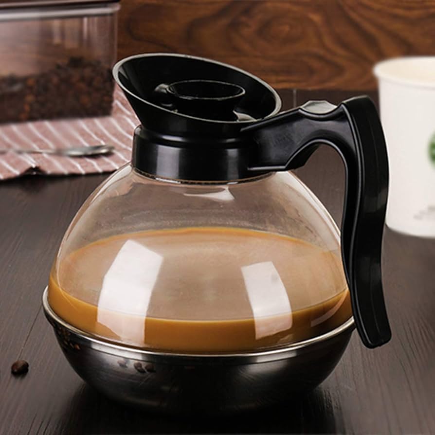 Acrylic coffee decanter with a stainless-steel base