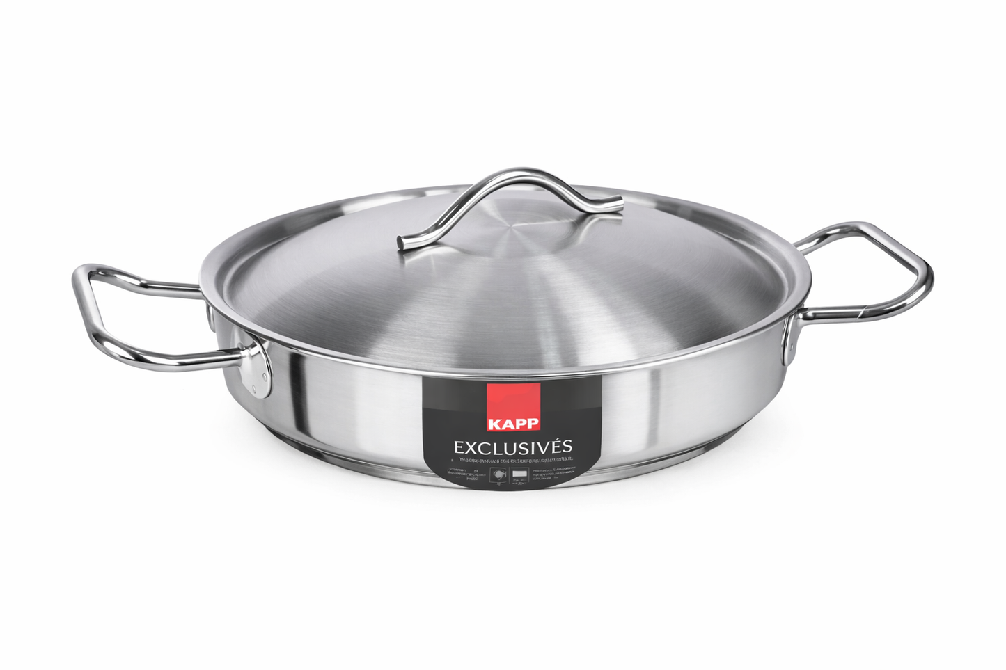 Medium Shallow Turkish Stainless Steel Casserole (With Lid) 45X22 cm 35 Lt