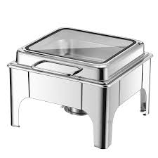 square hydraulic chafing dish silver