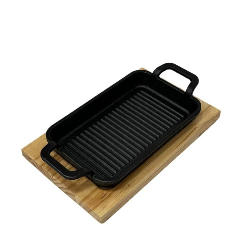 Cast Iron Fajita Skillet with Wooden Base