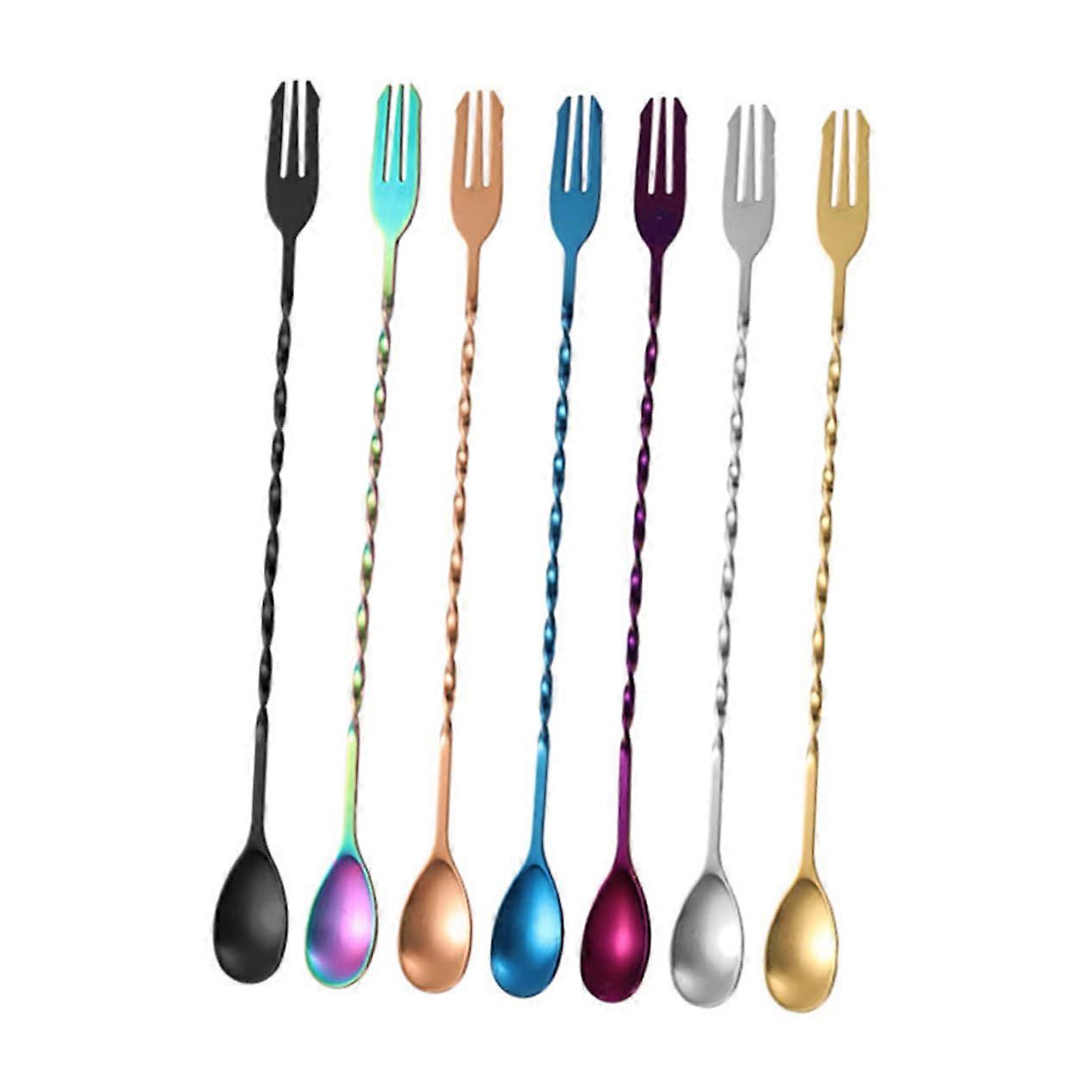 Multicolor Bar Spoon with Fork