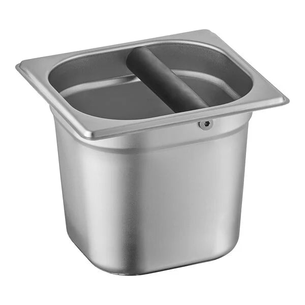 صندوق مربع لتحضير قهوة الإسبريسو باللون الفضي