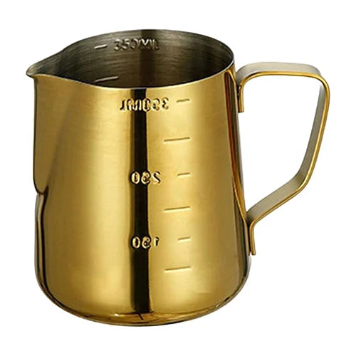 إبريق رغوة الحليب من الفولاذ المقاوم للصدأ (ذهبي) (350 مل)