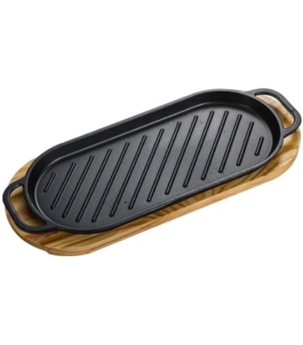 Cast Iron Fajita Skillet with Wooden Base