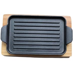Cast Iron Fajita Skillet with Wooden Base