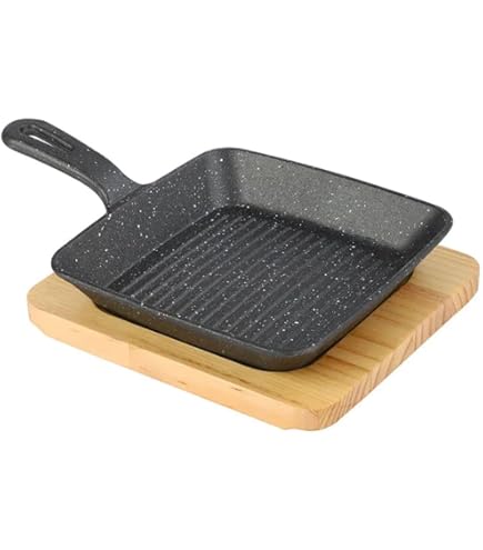 Cast Iron Fajita Skillet with Wooden Base