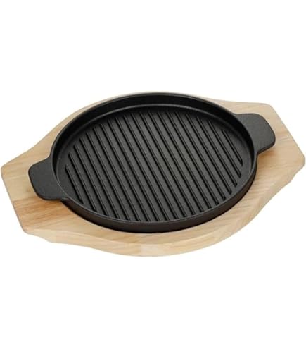 Cast Iron Fajita Skillet with Wooden Base