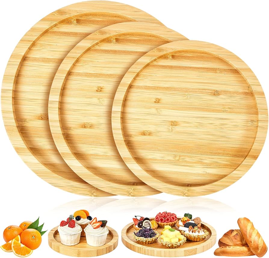 Imported Round Bamboo Wooden Plate 28cm