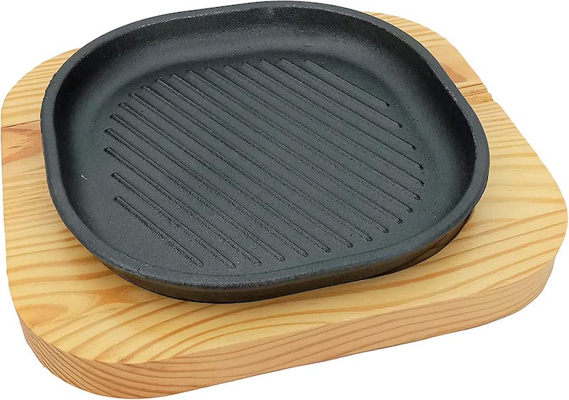Cast Iron Fajita Skillet with Wooden Base