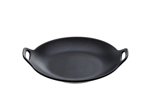 Black melamine round with two handle 23cm