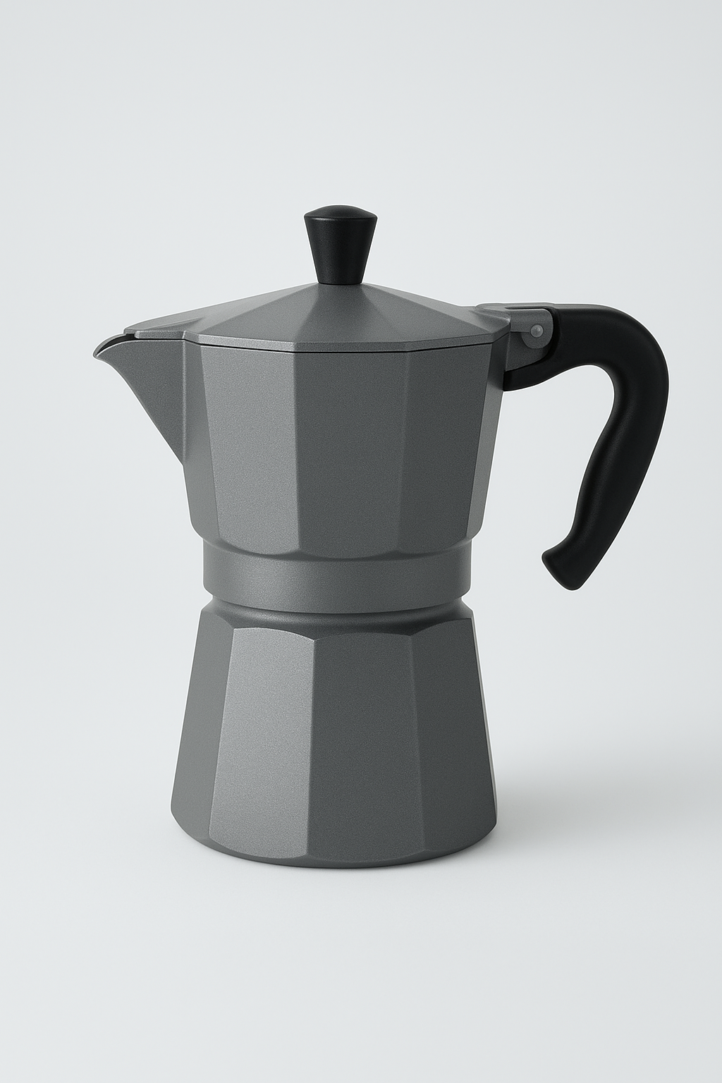 وعاء قهوة إيطالي AIFUSI Moka Pot سعة 6 أكواب و10 أونصة باللون الرمادي